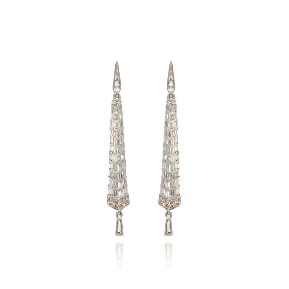 18ct White Gold 2.52 ct Baguette Diamond Earrings | Annoushka jewelley